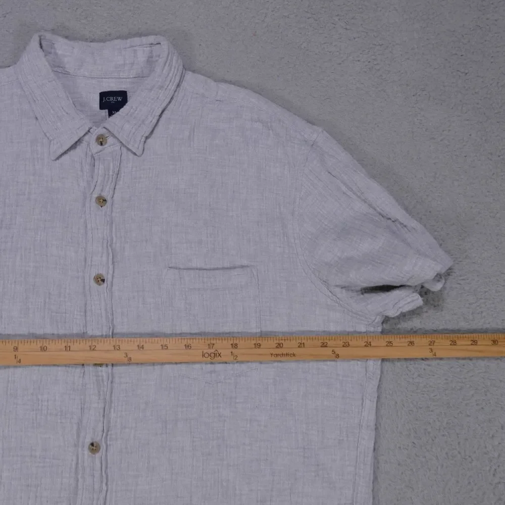 J.Crew Short Sleeve Gauze Shirt Mens XL Grey Textured Button Up